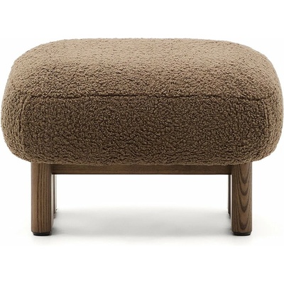 Kave Home Hnědá bouclé podnožka Nema 66,5 x 56,5 cm