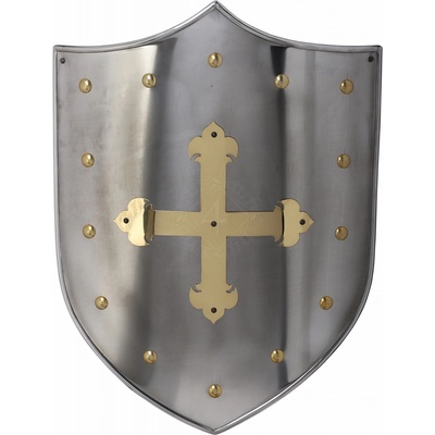 Marto Windlass Kovový štít se zlatým templářským křížem