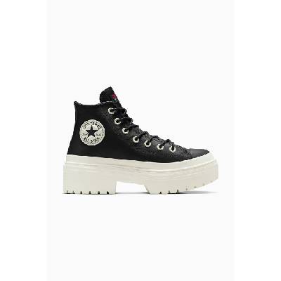 Kožené kecky Converse Chuck Taylor All Star Lugged Heel dámské, černá barva, A12328C