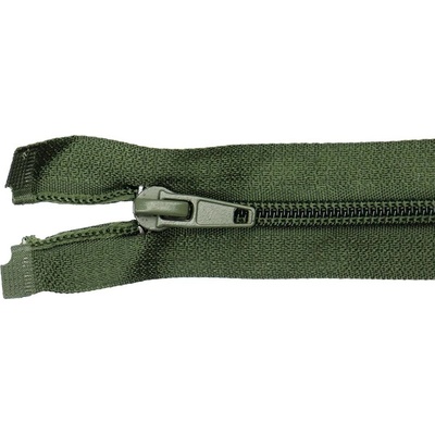 Pro Háčkování Spirálový zip dělitelný 70 cm olivově zelený