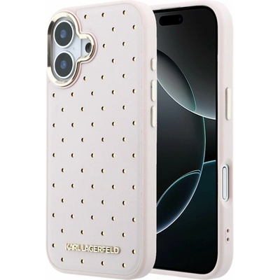 Karl Lagerfeld PU Perforated Gold Dots MagSafe kryt iPhone 17 ružový