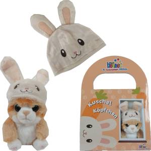 HEUNEC Комплект с плюшена играчка Heunec - Коте със заешка шапчица и детска шапка (512276) - baby