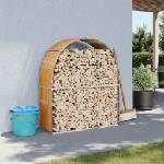 vidaXL Поставка за дърва, дървесен вид, 120x45x140 см, стомана (364581)