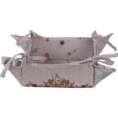 Bavlněný košík na pečivo s králíčkem Happy Bunny – 35x35x8 cm