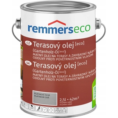 Olej na dřevo Remmers ECO 2,50 l platinově šedý, pro venkovní použití