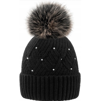 Fashionweek čepice s perlami Wool Pearl Černá