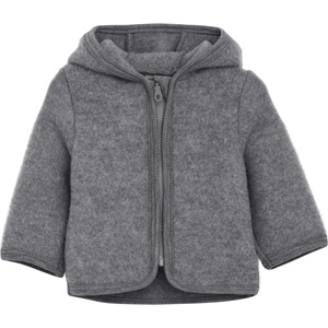 Huttelihut Детско вълнено яке Huttelihut Kid's Jacket Wool Fleece with Hood Merino jacket - Medium Grey Melange - размер 62 (EU) (703-6674-0312)