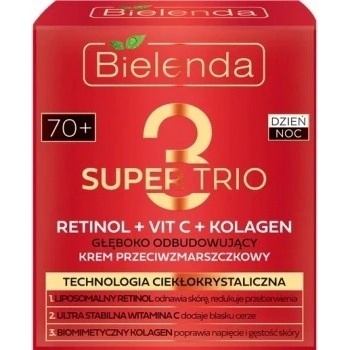 Bielenda Super Trio 3 Retinol + Vit. C + Kolagén pleťový krém proti vráskam 70+ deň a noc 50 ml