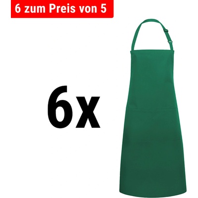 G.Gastro 6 Kusů Karlowsky Zástěra s laclem a kapsou Basic lesní zelená D9785873