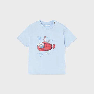 MAYORAL Тениска с къс ръкав play с подводница за бебе момче в небесно синьо Майорал