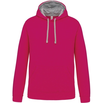 Kariban K446 s kapucí kontrastní COT-20K446u5400 Fuchsia/šedá
