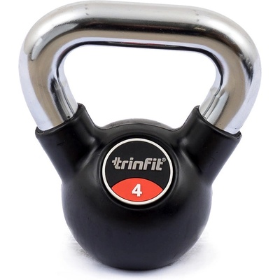 TRINFIT Kettlebell kov / guma s chrom madlem PREMIUM 4 kg