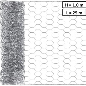 NIKA Хексагонална мрежа HOBBY FENCE, 20 x 20 мм, ∅ 0.7 мм, поцинкована (RO 81871)