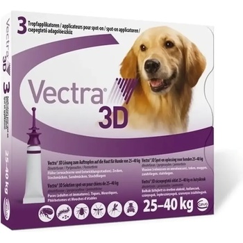 Ceva Vectra 3d Вектра 3 Д- против бълхи, кърлежи, мухи, комари, за кучета с тегло 25 - 40 кг, 3 броя пипети