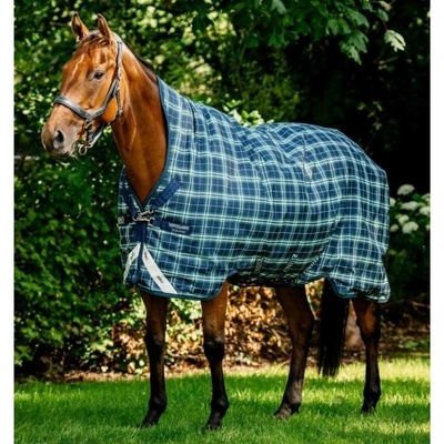 Horseware Lehká výběhová deka Rhino hunter check navy & green
