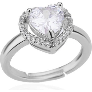 Image 1 of Пръстен със сърце и кристал от стомана сребрист