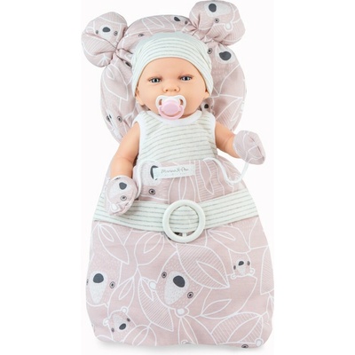 Marina & Pau Realistická holčička Dolfinka v růžovém spacím pytli RN Nana Pink 45 cm