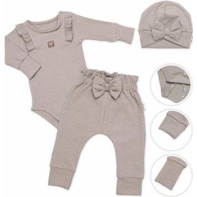 Žebrovaná rostoucí souprava 3D, Baby Girl taupe – Sleviste.cz