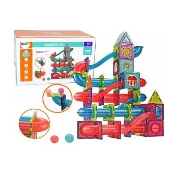 LEAN Toys Magnetic Blocks 145 Pieces 3D Slide For Balls