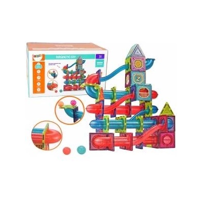 LEAN Toys Magnetic Blocks 145 Pieces 3D Slide For Balls