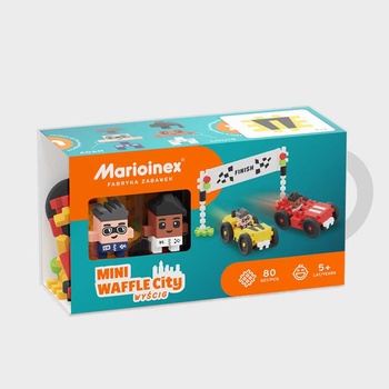 Marioinex Мини вафлен конструктор " Градски център" - Състезание с коли 80 части (903 179)