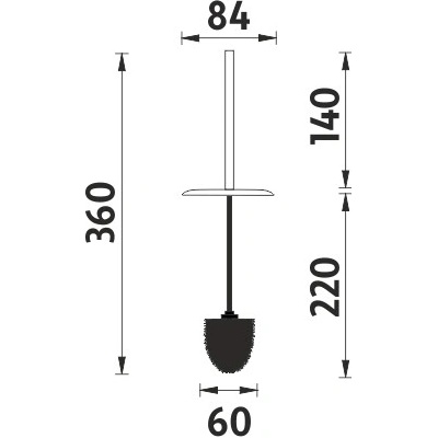 Nimco náhradní WC kartáč s krytkou (koncovka černá) pro 1094W a 1094PA 1178W-26