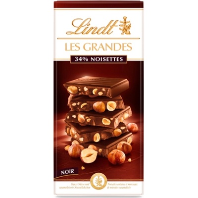 Lindt Les Grandes hořká s lískovými ořechy 150 g