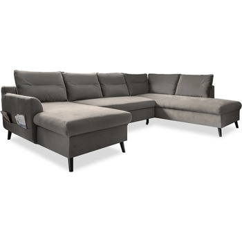 Miuform Тъмносиво U-образно разтегателно канапе от кадифе, десен ъгъл Stylish Stan - Miuform (Stylish Stan LCBKL-2Q-HAEECR OTT25)