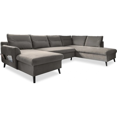 Miuform Тъмносиво U-образно разтегателно канапе от кадифе, десен ъгъл Stylish Stan - Miuform (Stylish Stan LCBKL-2Q-HAEECR OTT25)