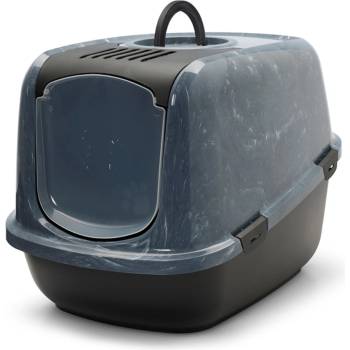 SAVIC Nestor Jumbo Marble - Закрита котешка тоалетна с филтър против миризми, черен мрамор/черно, 66.5х48.5х46.5 см