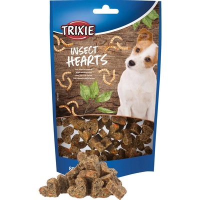 TRIXIE - Хранителна добавка за кучета с брашнени червеи и сладък картоф във формата на сърца, 80 гр