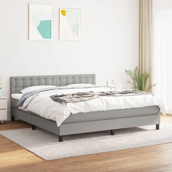 vidaXL Боксспринг легло с матрак, светлосиво, 180x200 см, плат (3140393)