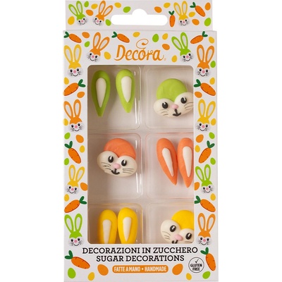 Jedlá dekorácia Decora z cukru - Veľkonoční zajkovia (9ks)
