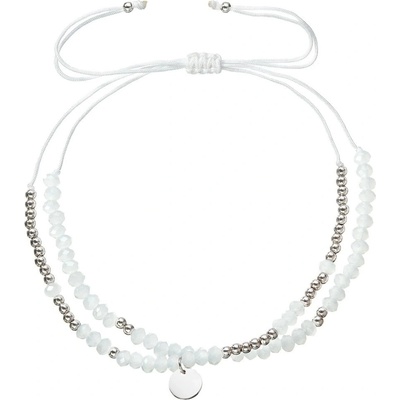 Evolution Group - Pavona Dvojitý textilní náramek s bílými korálky 13038.1