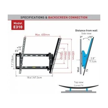 Barkan Wall mount for TV 13-65 inches LED/LCD 50kg tilt lock E310+