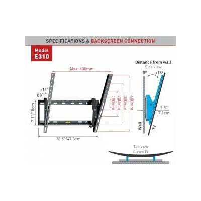 Barkan Wall mount for TV 13-65 inches LED/LCD 50kg tilt lock E310+