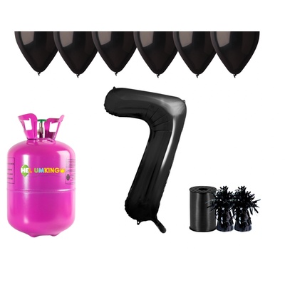 HeliumKing Hélium párty set na 7. narodeniny s čiernymi balónmi