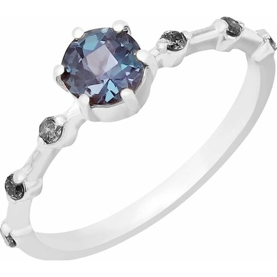 Eppi Prsten s alexandritem a postranními salt and pepper diamanty Imelda R43617