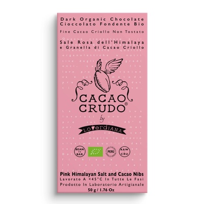 Cacao Crudo Raw Черен шоколад с хималайска сол и какаови зърна, 50 гр