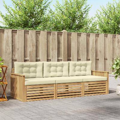 vidaXL Комплект дивани за открито 3 pcs Бяло и кремаво (3389960)