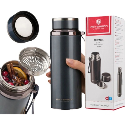 Peterson termoska sítko s držákem 750 ml šedé