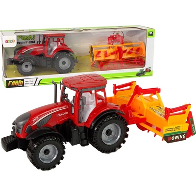 Mamido Červený Traktor s Kultivátorom s Fričným Pohonom