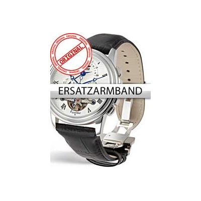 Perigaum Replacement Strap Black 24 mm With Folding Clasp Silver (Replacement Strap Black 24 mm With Folding Clasp Silver)