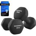 SONGMICS Dumbbells Set of 2 2 x 8kg Dumbbell Set Hexagon Neoprene Coating Strength Training Workout Fitness Training for Home Ink Black SYL180B01 - USYL908Q01 (USYL908Q01)