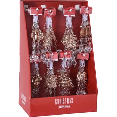 KOOPMAN Vianočná ozdoba PP champagne rôzne tvary 16 cm mix 1ks