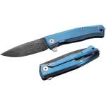 lionSTEEL myto mt01d bl / Луксозно джобно ножче с масивна титаниева дръжка и острие от дамаска стомана - синьо (lion0245)