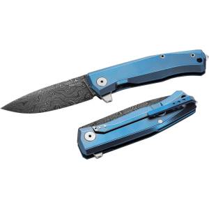 lionSTEEL myto mt01d bl / Луксозно джобно ножче с масивна титаниева дръжка и острие от дамаска стомана - синьо (lion0245)