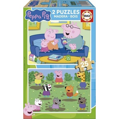 EDUCA Dřevěné Prasátko Peppa II 2x25 dielov
