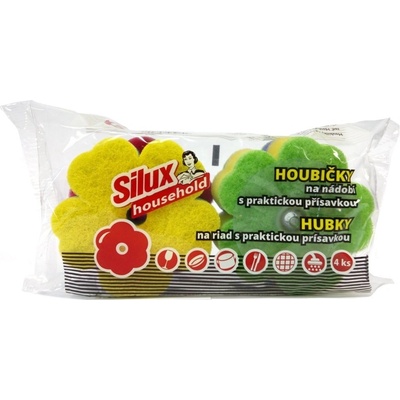 Silux Household Kytička hubka na riad s praktickou prísavkou 4 ks