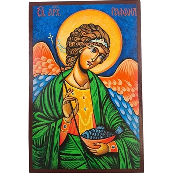ГОЛЯМА РЪЧНО РИСУВАНА ИКОНА СВЕТИ АРХАНГЕЛ РАФАИЛ